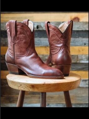 Tecovas The Penny Chestnut Brown Leather Western Ankle Boots